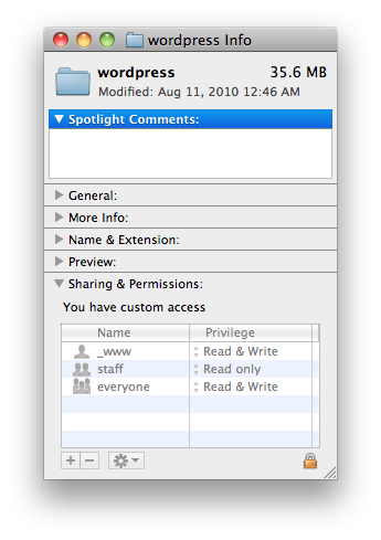 WordPress Permissions Correct WordPress Permissions on OS X