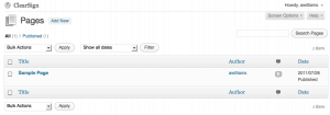 WordPress List of Pages