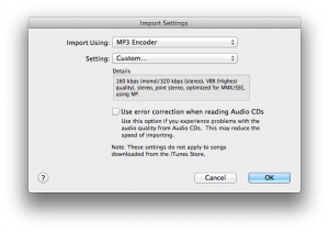 iTunes MP3 import settings: MP3 encoder Settings iTunes MP3 import settings: MP3 encoder Settings